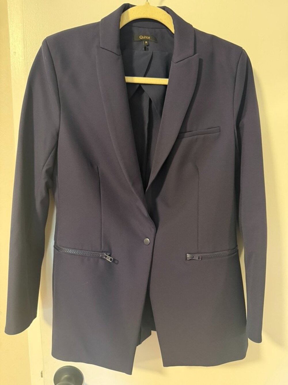 Quince Scuba Convertible Blazer + Fleece Hoodie Insert Bundle-Navy/Heather Grey